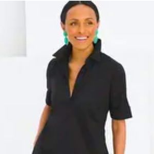 HARD TO FIND - Chicos Black Popover Linen Dress, sz 3